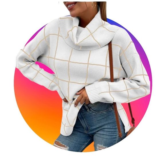 Sweaters - Plaid pattern Woman's Sweater